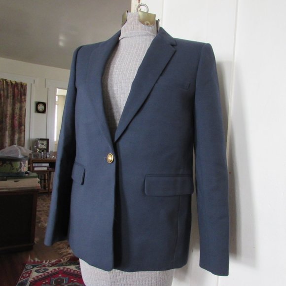 J. CREW Navy Blue Wool Blazer with one Button - Picture 1 of 8